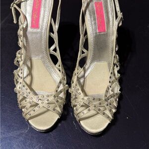 Betsey Johnson Gold Studded Strappy Heels